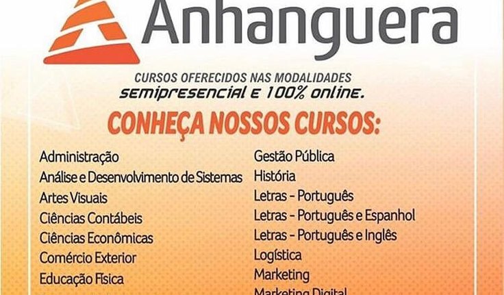 Promoções Especiais da Anhanguera Arapiraca! Garanta até 55% de desconto nos cursos 100% online. Promoção válida até o dia 30/09
