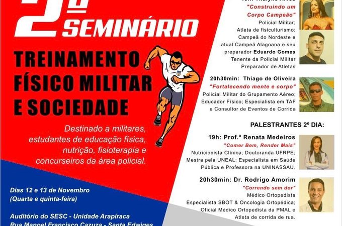 2º Seminário de Treinamento Físico Militar e Sociedade será realizado em Arapiraca