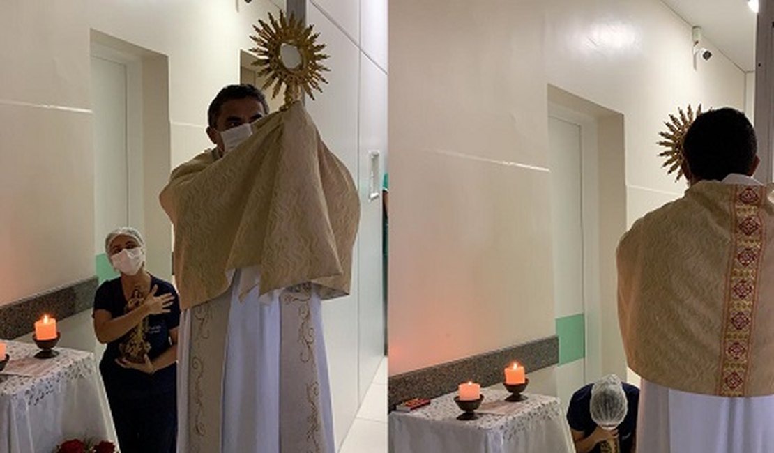 Profissionais e pacientes recebem benção em Hospital de Arapiraca