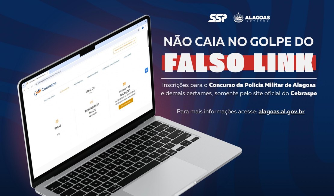 SSP alerta para circulação de links falsos de inscrição no concurso da PM 2026