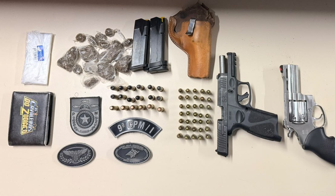 Homem com mandado de prisão em aberto é flagrado com armas e drogas em Coruripe