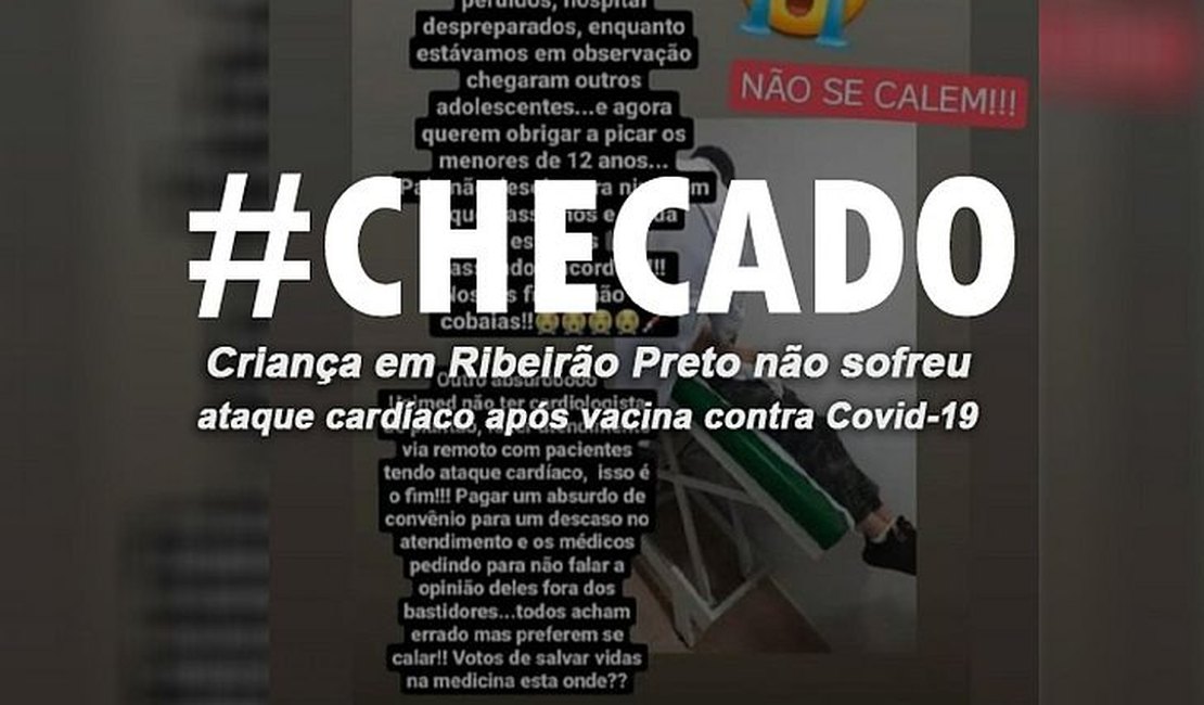 Checado: Adolescente não sofreu ataque cardíaco após vacina contra Covid-19