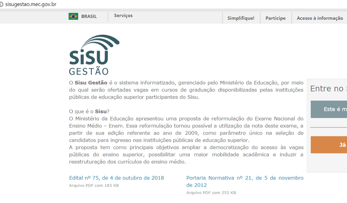 Começam amanhã inscrições para o processo seletivo do Sisu