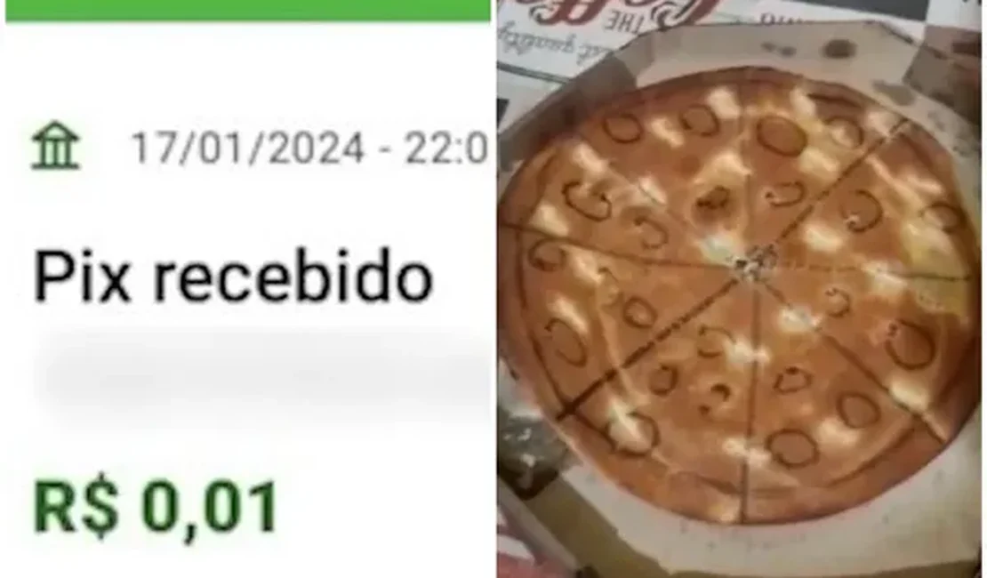 Pizzaria entrega pizza de papelão a cliente que fez Pix de um centavo e enviou comprovante falso