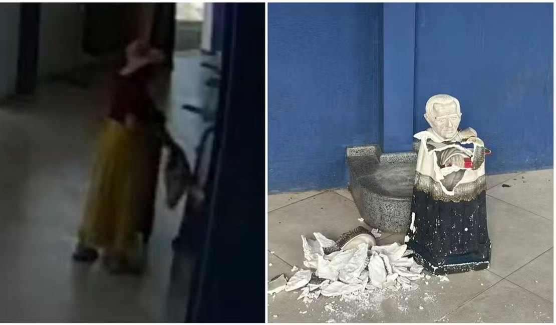 Turista argentina é presa após vandalizar estátua de Padre Cícero