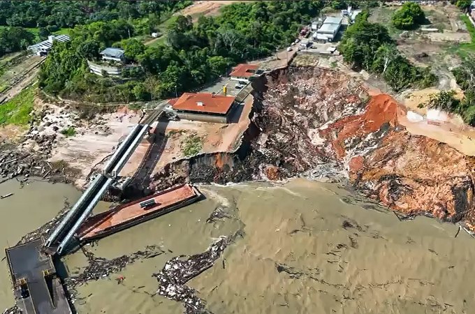 Porto em Manacapuru, no Amazonas, desaba em meio a obras