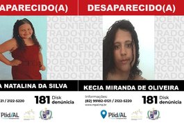 URGENTE: Plid tenta localizar criança de 11 anos e adolescente de 16 que podem ter sumido juntas, em Alagoas