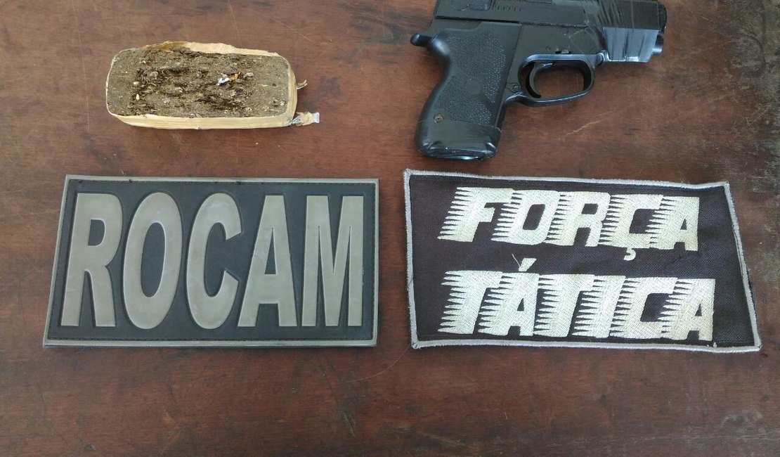 PM prende suspeitos com droga e simulacro de arma de fogo, em Arapiraca