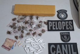 Cão farejador encontra drogas em quintal de residência e mulher é presa por tráfico em Arapiraca