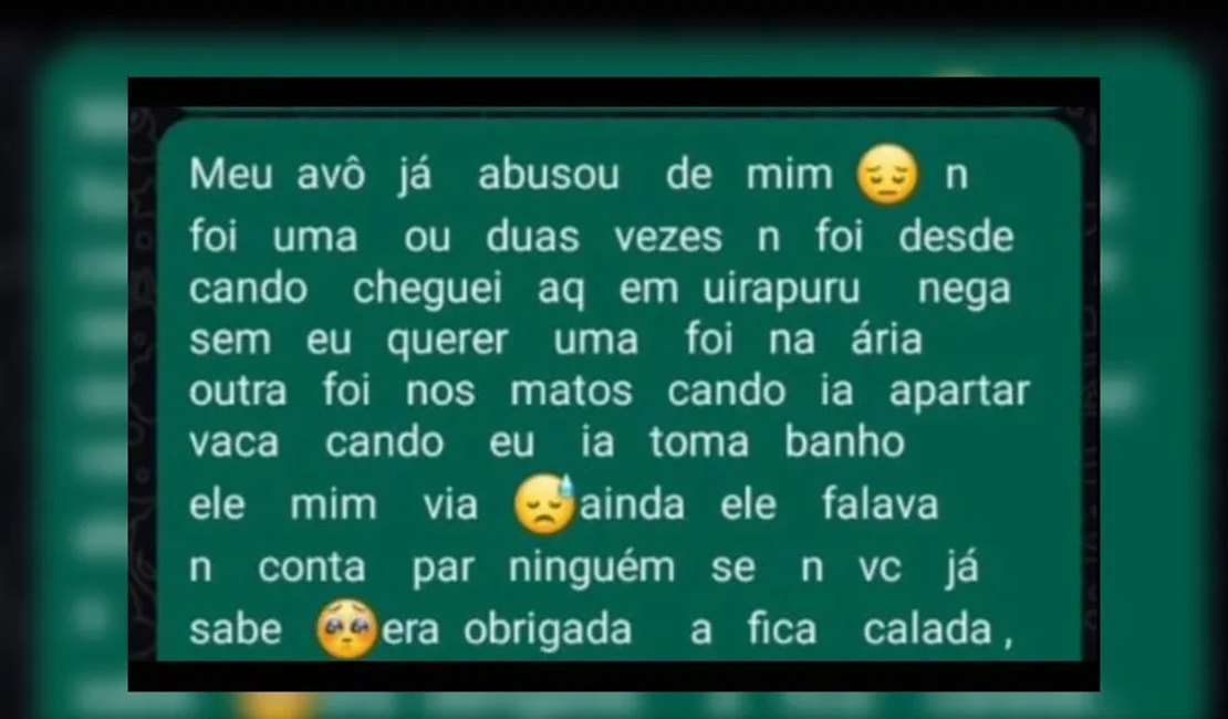Idoso é preso suspeito de estuprar neta da esposa após menina revelar crime por mensagem