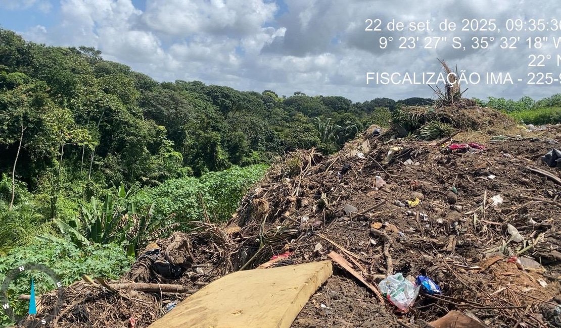 IMA aplica multa de R$ 200 mil e embarga área usada como lixão irregular em Barra de Santo Antônio