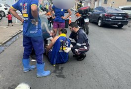 Entregador de avícola fica ferido após colisão entre moto e carro no bairro Baixão, em Arapiraca