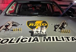 Companhia de Raio prende dois suspeitos flagrados com arma e drogas, em Fernão Velho e Satuba