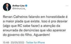 Post de Artur Lira contra Renan Calheiros