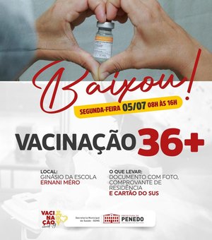 Quem completou 36 anos já pode ser vacinado contra a Covid-19 em Penedo