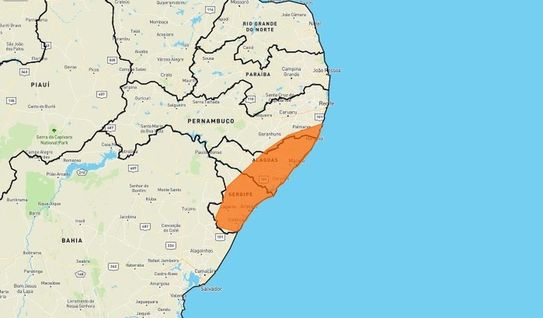 Alagoas tem previsão de chuvas intensas até esta segunda-feira em três regiões