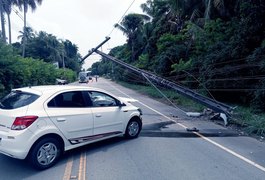 Grávida fica ferida após colisão com poste em rodovia alagoana