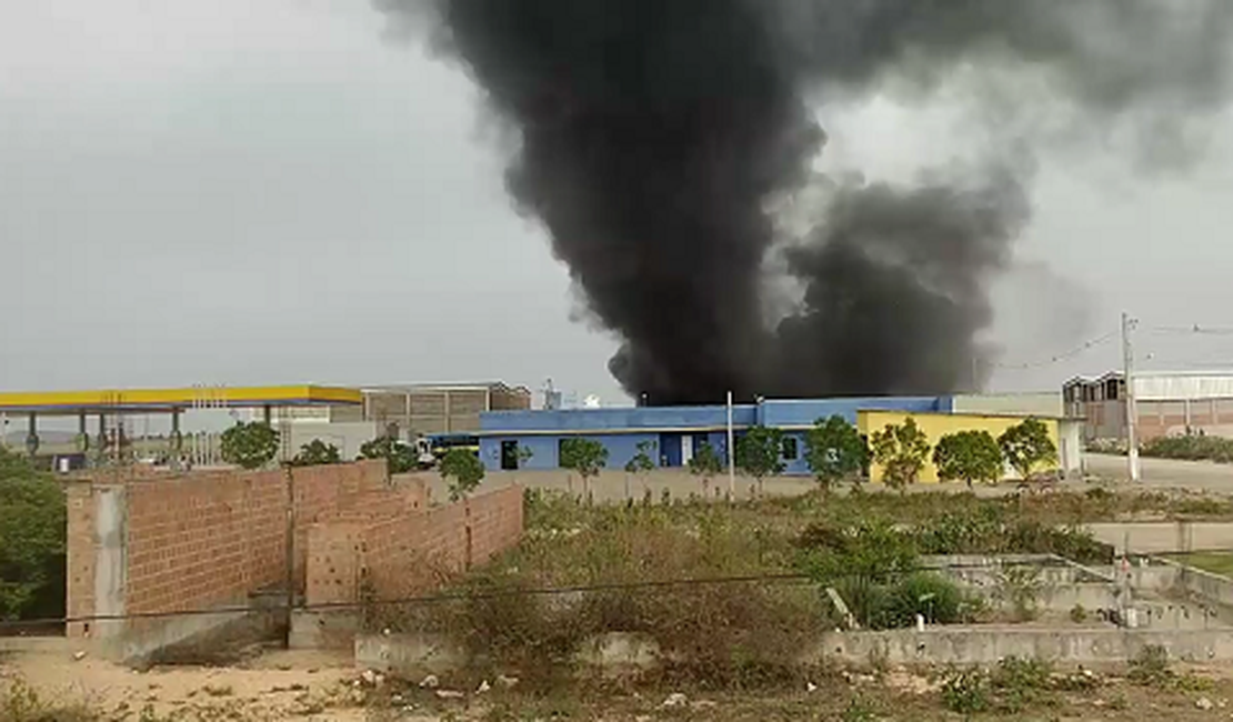 VÍDEO. Incêndio de grandes proporções atinge fábrica de estofados na AL-220