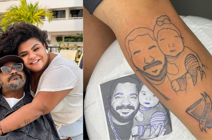 Filha de ﻿Arlindo Cruz, Flora Cruz homenageia o pai com tatuagem: 'te eternizei'