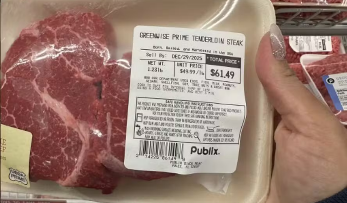 Supermercado nos EUA viraliza ao cobrar R$ 338 por cerca de meio quilo de carne