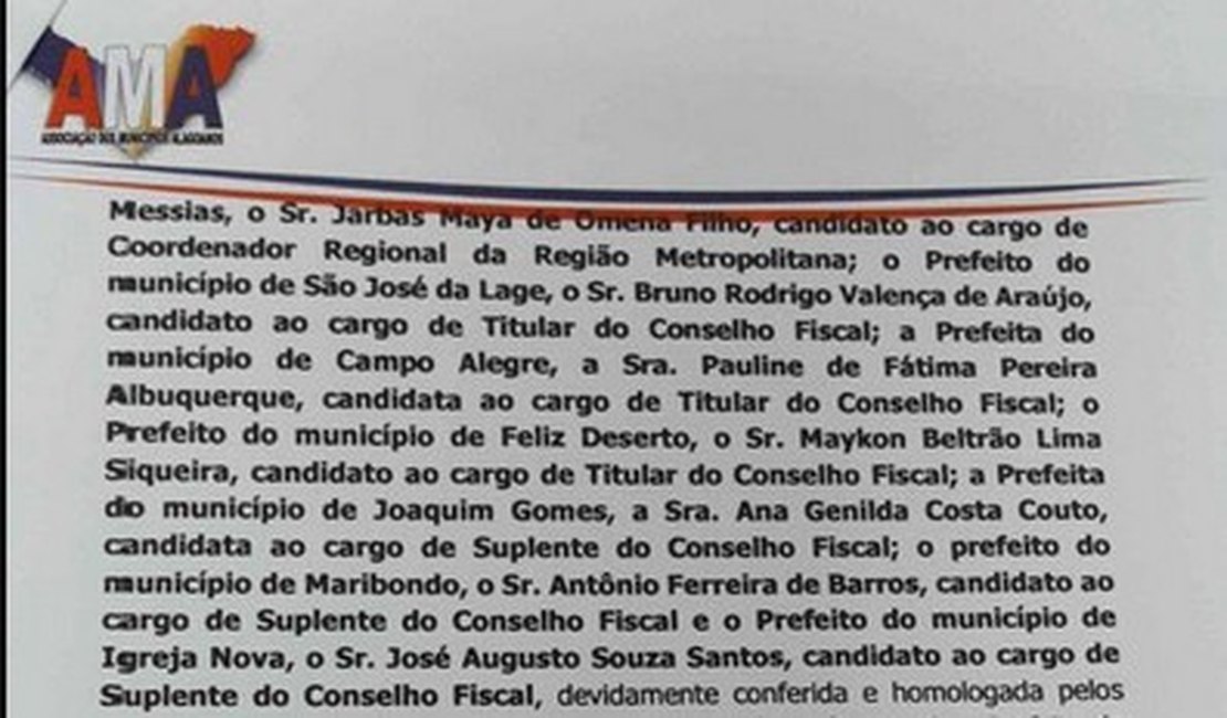 AMA emite nota oficial mostrando a legalidade do processo de inscrição de chapas