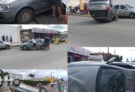 Veículo capota no bairro Brasiliana, em Arapiraca