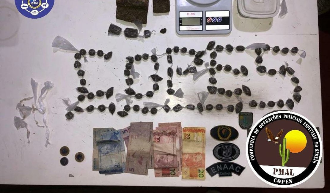 Um é preso e outro apreendido por tráfico de drogas em Piranhas