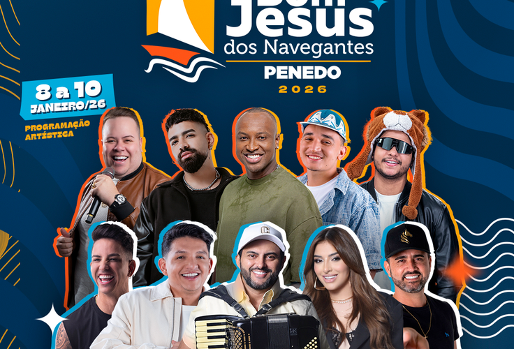 Prefeitura de Penedo divulga atrações do Bom Jesus dos Navegantes 2026