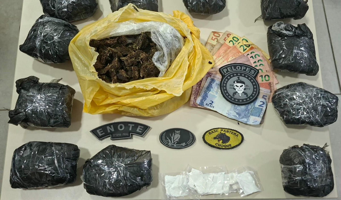 Polícia Militar prende três pessoas por tráfico e apreende drogas no interior de Alagoas