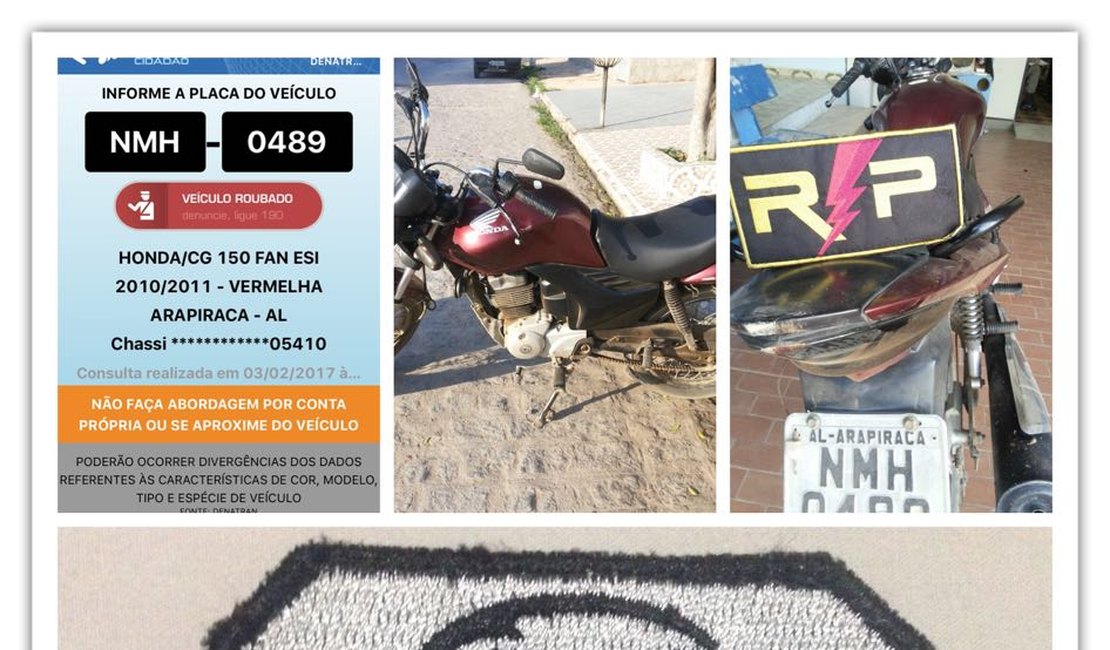 Ação da PM recupera motocicleta roubada no bairro Cacimbas, em Arapiraca