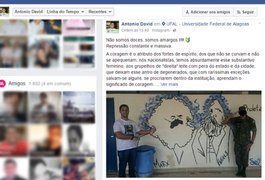 Aluno da Ufal rasga cartazes referentes ao socialismo com apoio de suposto militar do Exército
