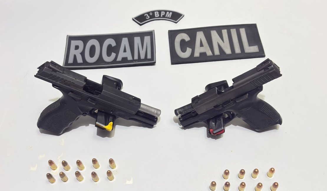 Homem é preso com duas pistolas e munições durante ação da ROCAM e Canil em Arapiraca