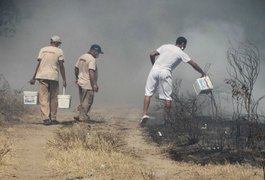 Incêndio atinge vegetação e ameaça casas, escola e lavanderia de hotel
