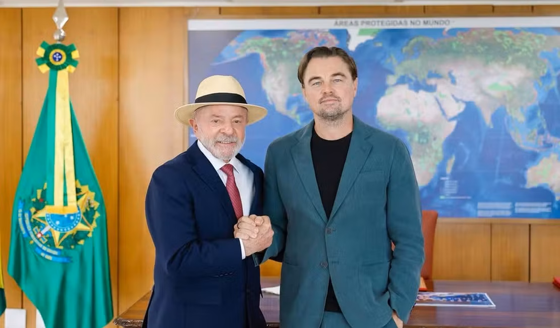 Lula e Janja recebem o ator e ativista ambiental Leonardo DiCaprio no Palácio do Planalto