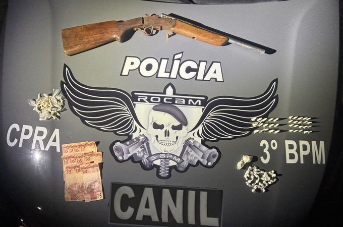 PM realiza prisão de homem e apreende espingarda e drogas em Arapiraca