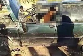 Idoso morre e esposa dele fica ferida em capotamento na AL-410, em Atalaia