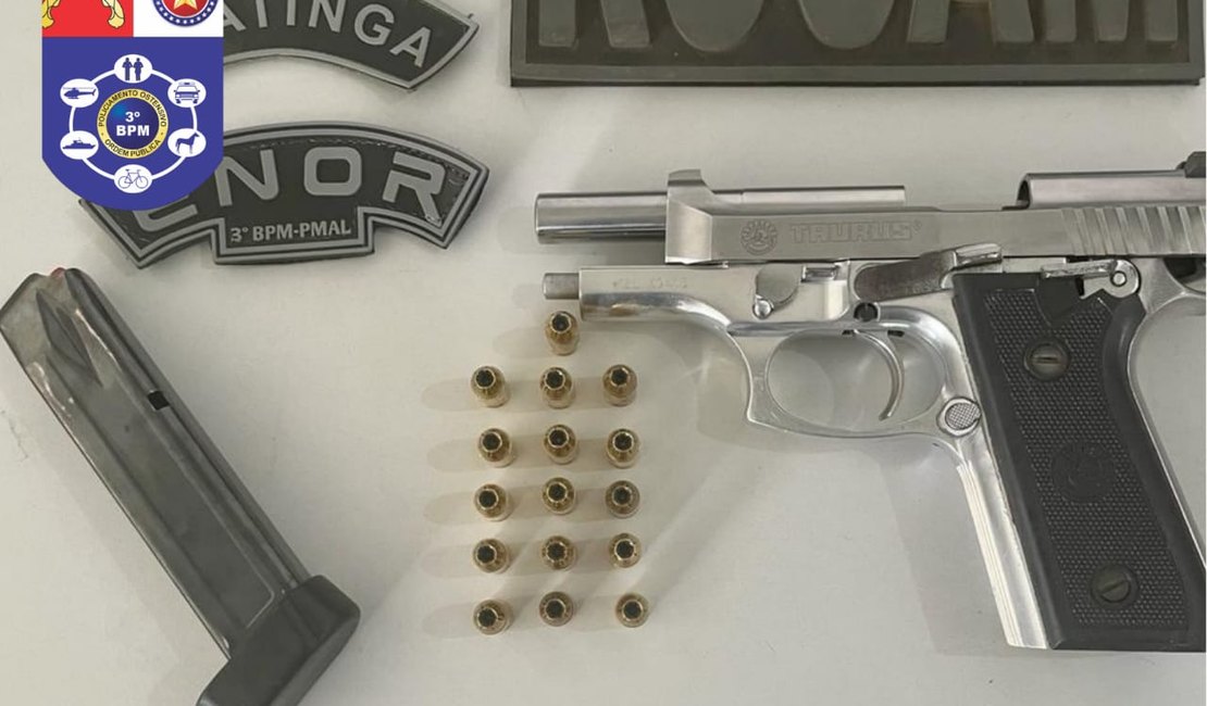 Jovem é preso após agredir esposa com pistola e ferir policial, em Arapiraca