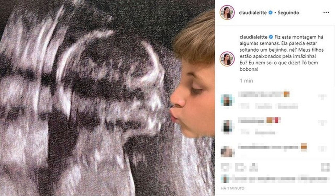 Claudia Leitte simula beijo entre os filhos em montagem com foto de ultrassom