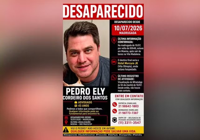 Advogado carioca que desapareceu após sair de bar em São Paulo é encontrado morto