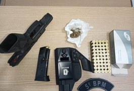 Ao ser flagrado com pistola, munições e maconha, homem tenta subornar militares