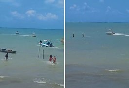 Lancha desgovernada e sem condutor assusta banhistas em praia de Maragogi