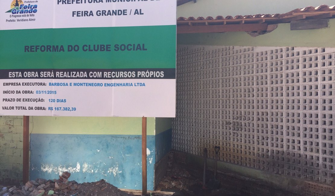 Prefeitura de Feira Grande inicia reforma do Clube Social