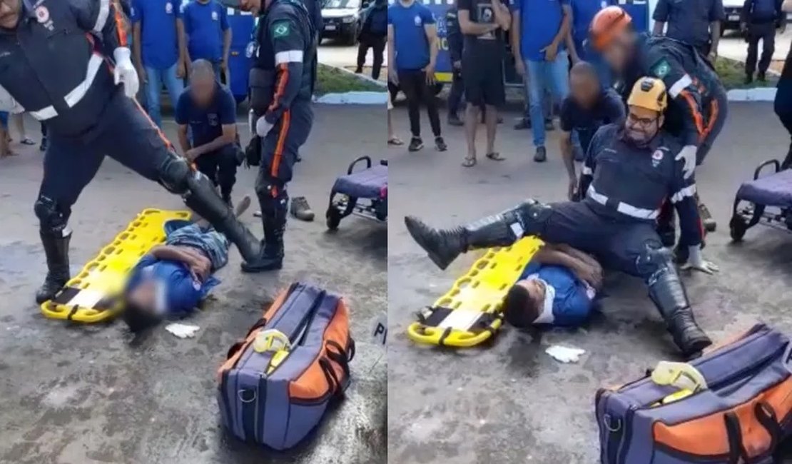 Socorrista do SAMU cai sobre paciente durante atendimento à vítima de acidente