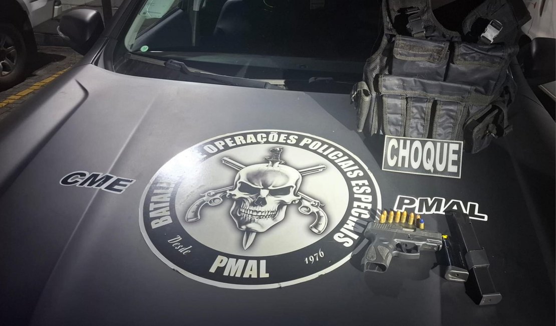 PM apreende arma, munições e colete durante operação na parte baixa de Maceió
