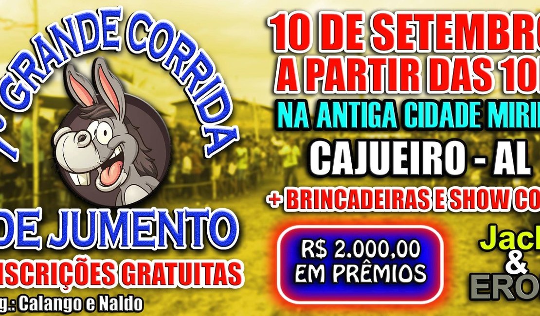 Cajueiro realiza tradicional Corrida de Jumento neste domingo