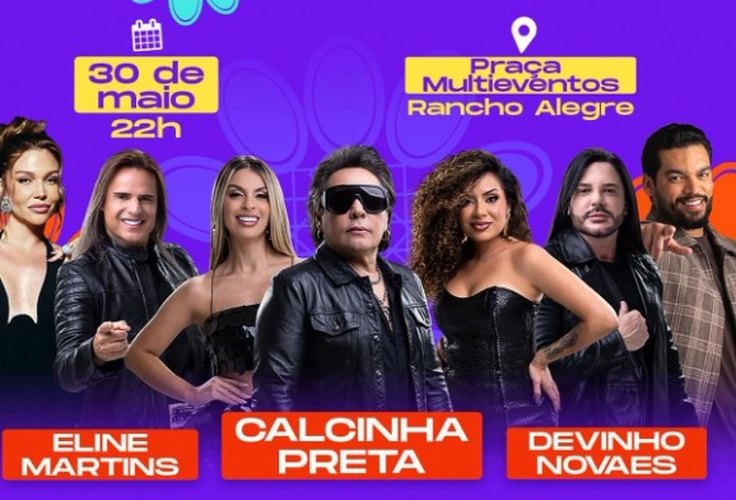 São Sebastião celebra 66 anos com grande shows de ﻿Calcinha Preta, Devinho Novaes e Eline Martins