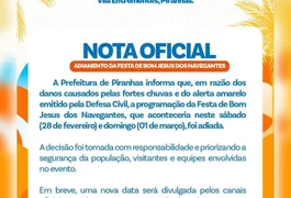 Prefeitura adia Festa de Bom Jesus dos Navegantes após fortes chuvas em Piranhas