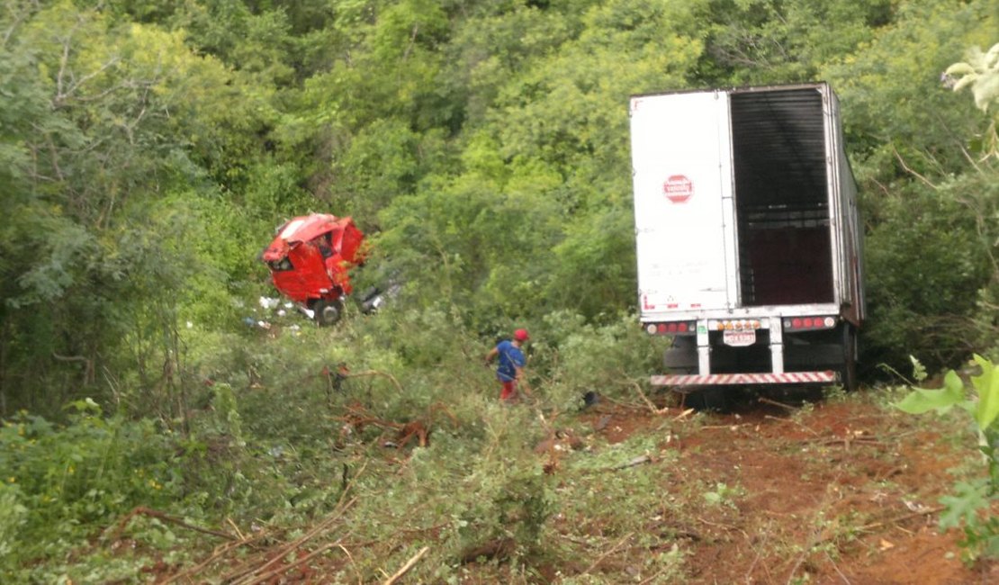 Condutor de carreta perde o controle e cai em barranco na Serra das Pias