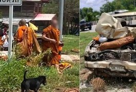 Criança dirige veículo da família, atropela procissão budista e mata oito monges na Tailândia