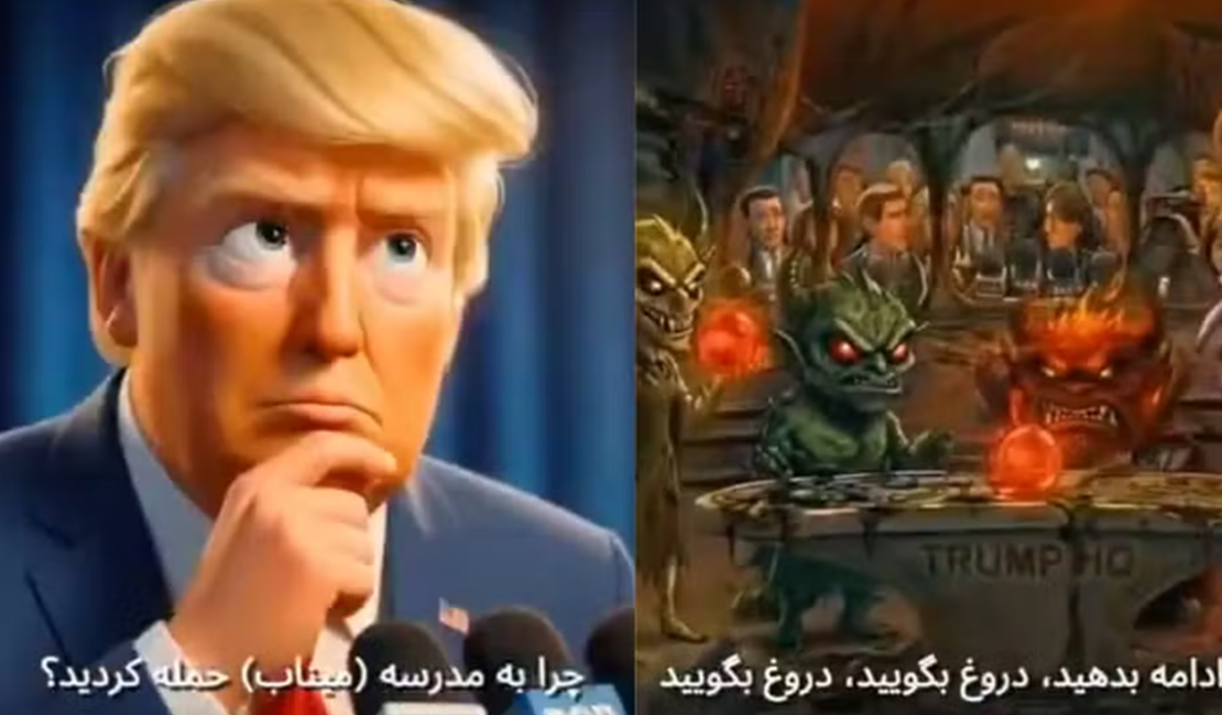 Irã provoca Trump com vídeo de IA com 'divertidamentes do mal' e referências a Epstein e a ataque em escola iraniana